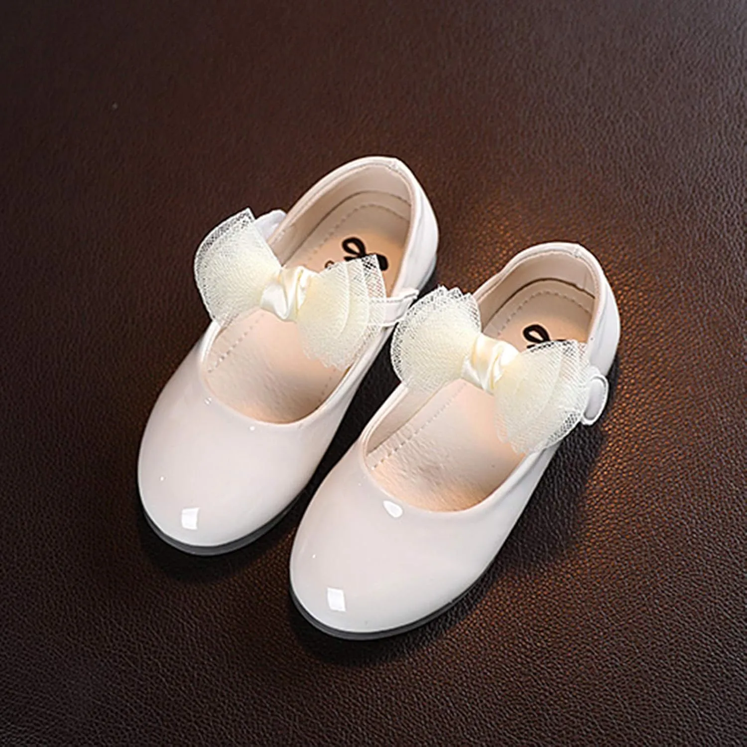 Toddler Girl Mary Jane Dress Shoes Little Girls Tulle Bowknot School Uniform Shoes Wedding Party Princess Party Flats