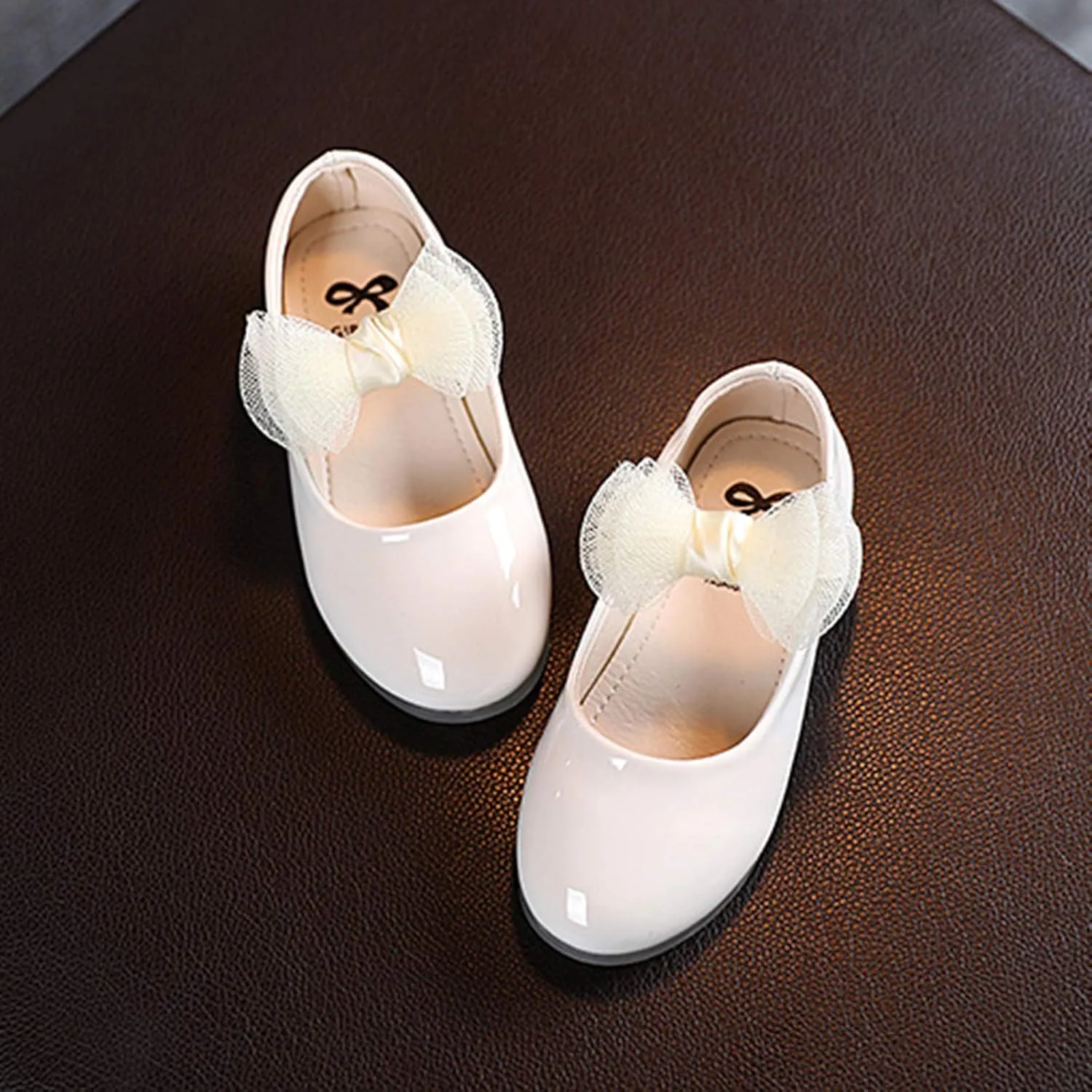 Toddler Girl Mary Jane Dress Shoes Little Girls Tulle Bowknot School Uniform Shoes Wedding Party Princess Party Flats