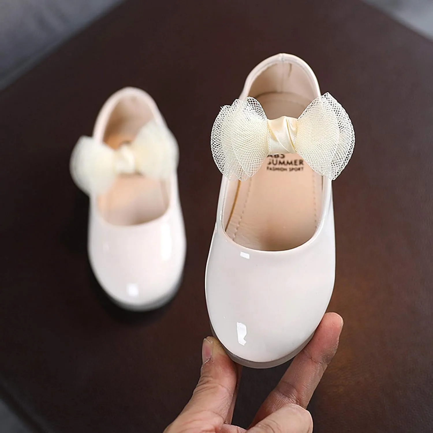 Toddler Girl Mary Jane Dress Shoes Little Girls Tulle Bowknot School Uniform Shoes Wedding Party Princess Party Flats