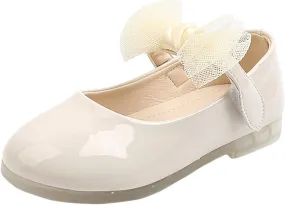 Toddler Girl Mary Jane Dress Shoes Little Girls Tulle Bowknot School Uniform Shoes Wedding Party Princess Party Flats