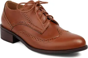 Vintage Colorful Oxfords Lace Up Classic Sewing Brogue for Women Block Low Heel Round Toe Mary Jane