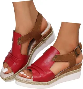 Wedge Sandals for Women Dressy, Women's Platform & Wedge Sandals Open Toe Buckle Ankle Strap Espadrilles Wedge Sandals, Summer Sandals for Women 2024 Beach Sandals Comfortable Casual Walking Sandals