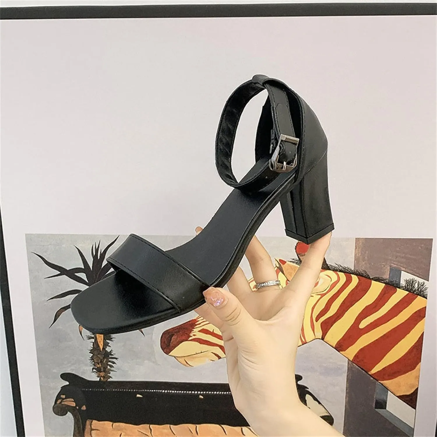 Women High Heels Sandal Open Toe Ankle Buckle Strap Dress Shoes Wedding Party Block Chunky Heel Pump Sandals