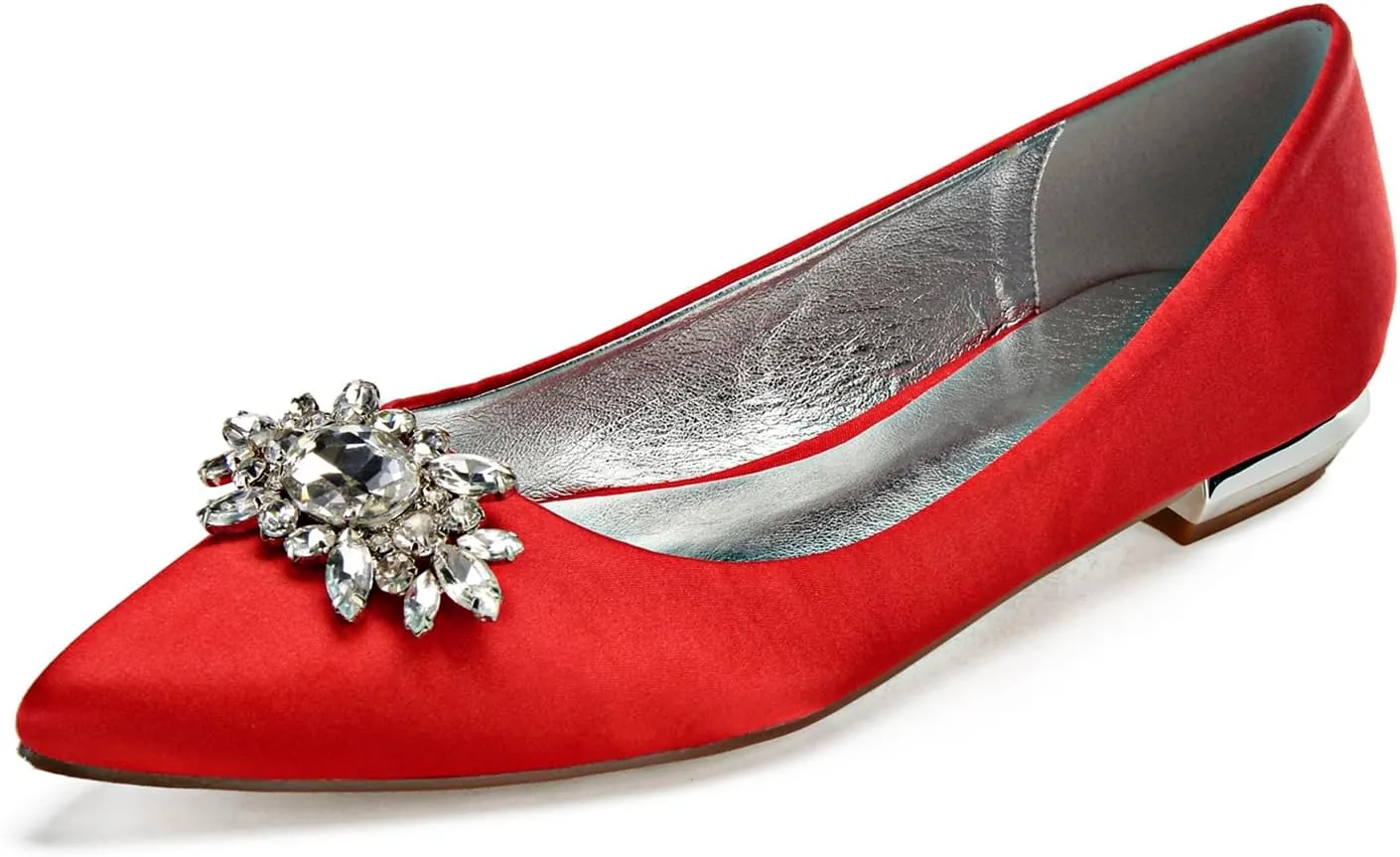 Women's Wedding Banquet Party Shoes Pointed Satin Chunky Sandals