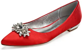 Women's Wedding Banquet Party Shoes Pointed Satin Chunky Sandals