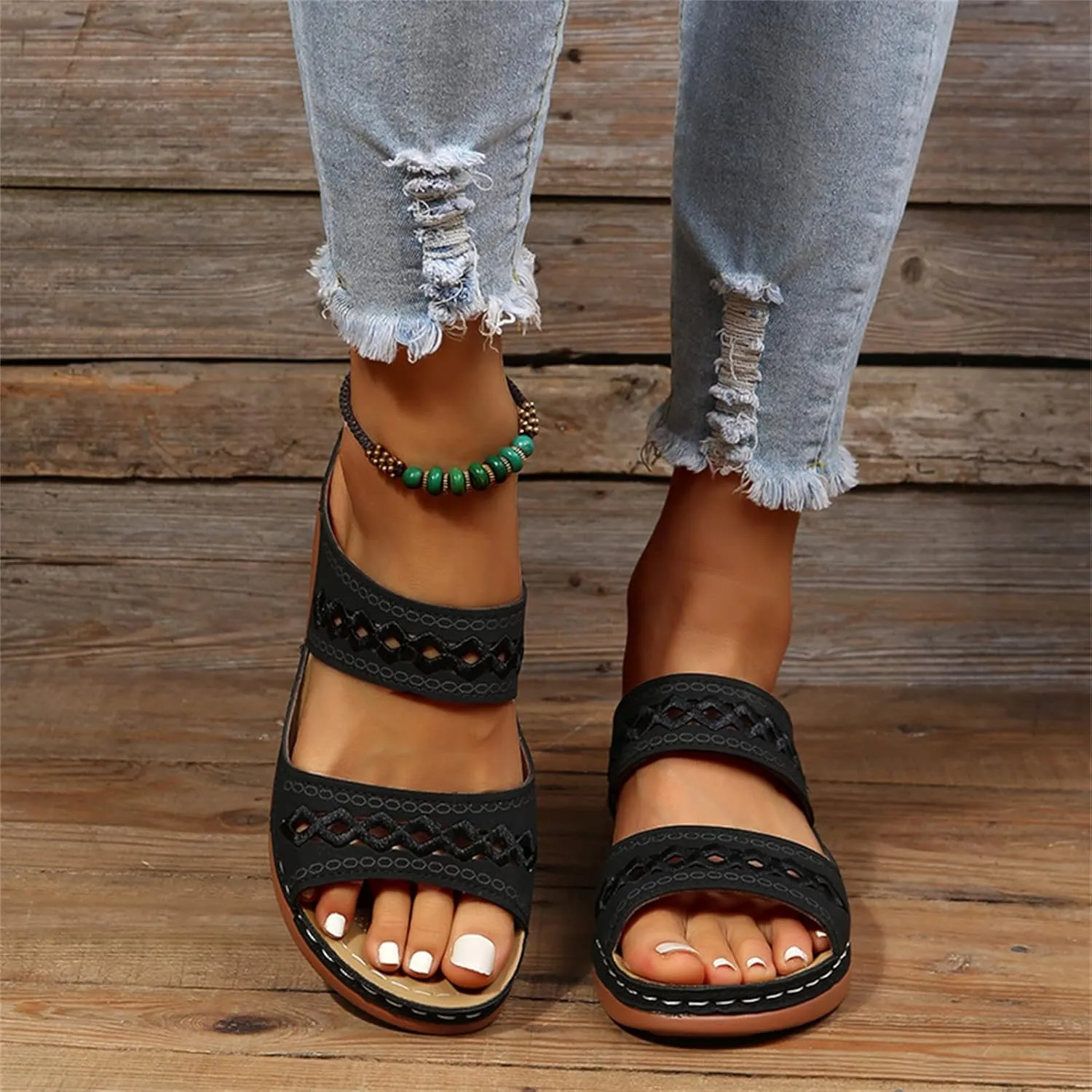 Womens Wedge Sandals Comfortable Dressy Orthotic Flips Flops Arch Support for Flat feet Walking Orthopedic Slippers Slides